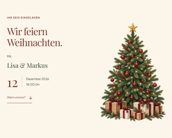 Einstieg der Einladung Klassisch mit weihnachtlicher Gestaltung