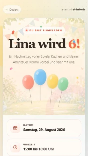 Aktuelle mobile Vorschau: Kindergeburtstag