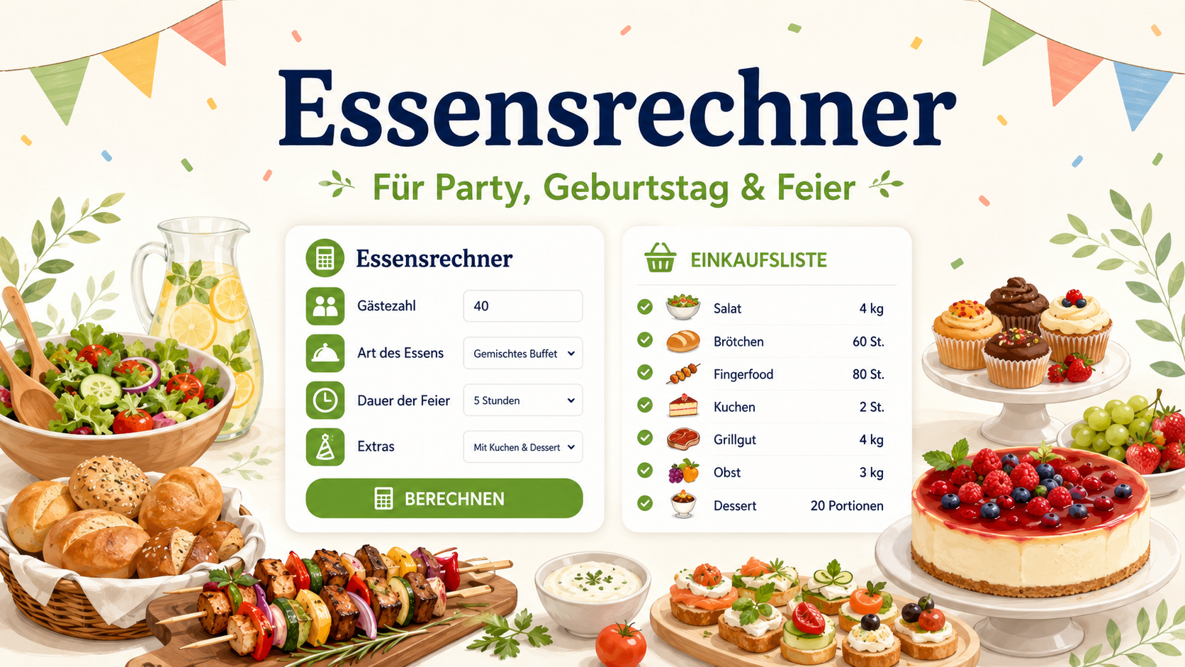 Essensrechner für Partys: Wie viel Essen pro Person?